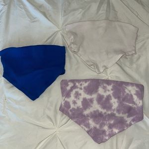 Full Tilt Bandeau/ Bandana style tops White & Purple: Size Medium Blue: Small